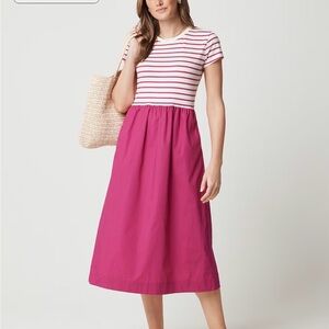 J. Crew Factory Pink and White Striped Top